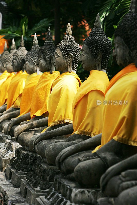 泰国大城府Yai Chai Mongkol寺的佛像。